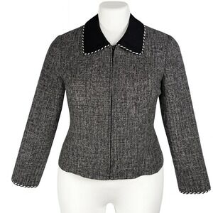 Positive Attitude Blazer Womens 6P Gray Black‎ Tweed Jacket Vintage USA Petite